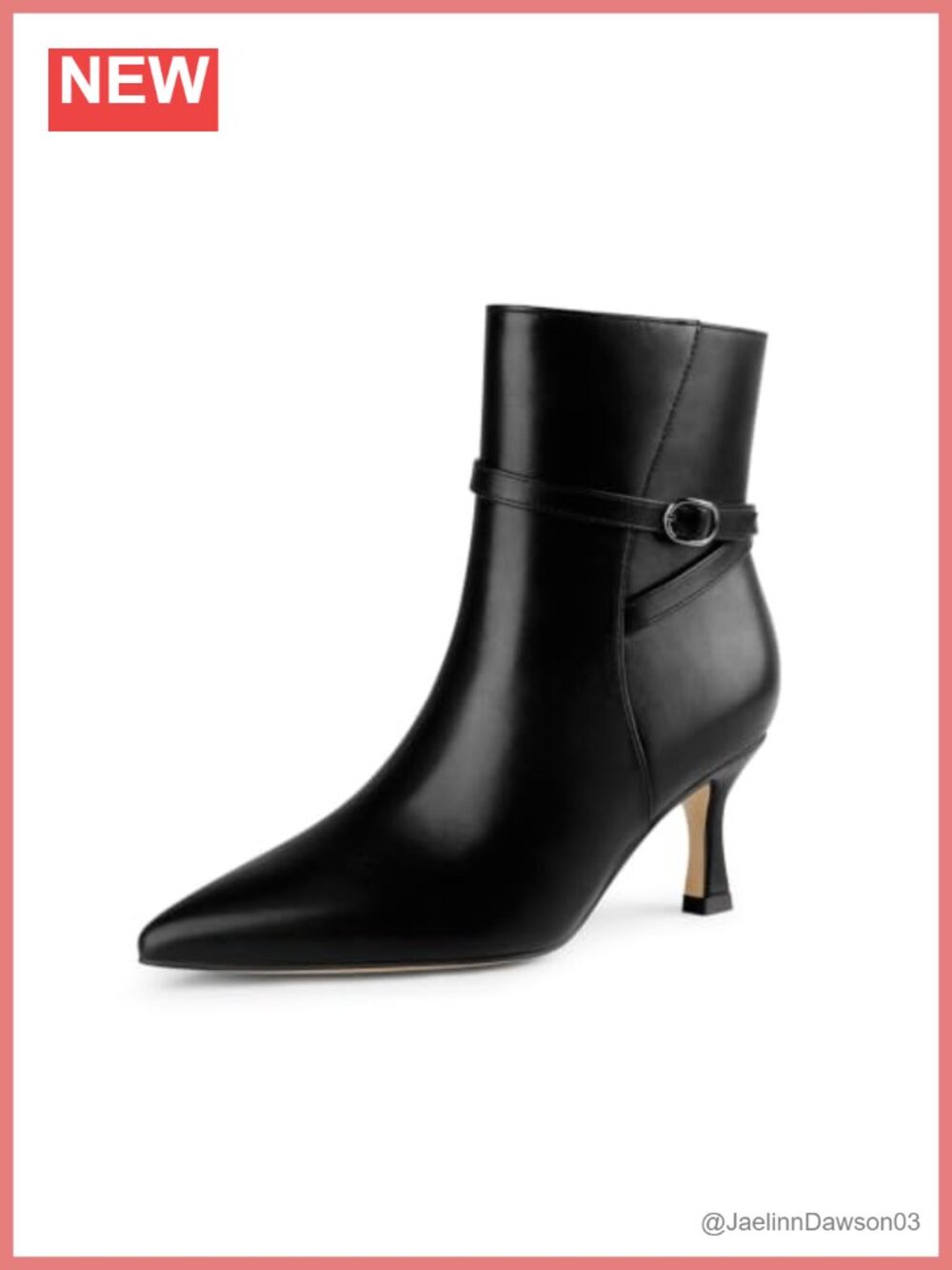 Kitten Heel Ankle Boots Pointed Toe Booties with Buckle Strap